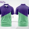 Mẫu áo polo nhân viên văn phòng màu xanh ngọc phối tím phối mảng hình học ctpb8153