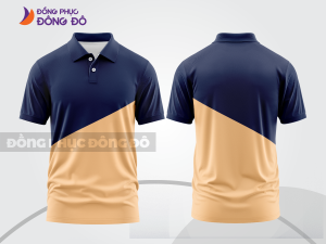 Mẫu đồng phục polo doanh nghiệp màu vàng kem phối xanh navy phối mảng tương phản ctpb8154