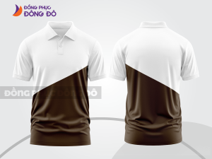 Mẫu áo polo đồng phục công ty màu đen phối nâu phối màu tương phản thanh lịch ctpb8155