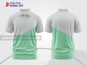 Mẫu áo polo nhóm công ty màu xanh ngọc phối be họa tiết mảng màu thể thao ctpb8156