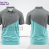 Mẫu áo polo đồng phục văn phòng màu xanh ngọc phối xám mảng màu cách điệu hiện đại ctpb8157