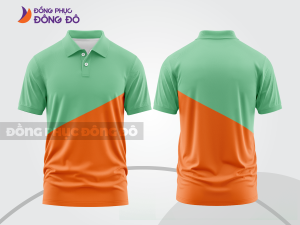 Mẫu áo polo đồng phục đội ngũ màu cam phối xanh ngọc họa tiết mảng chéo ctpb8160