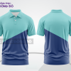 Mẫu áo polo nhóm công ty màu xanh navy phối xanh ngọc phối mảng tương phản ctpb8161