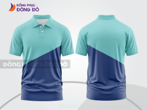 Mẫu áo polo nhóm công ty màu xanh navy phối xanh ngọc phối mảng tương phản ctpb8161