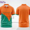 Mẫu đồng phục áo polo công sở màu xanh lá phối cam họa tiết mảng màu thể thao ctpb8163