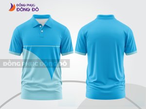Mẫu áo polo công sở màu xanh cyan phối xanh ngọc mảng màu cách điệu hiện đại ctpb8164