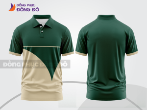 Mẫu áo polo đồng phục nhân viên màu xanh navy phối be đường nét chuyển động khỏe khoắn ctpb8169