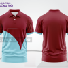 Mẫu áo polo đồng phục thương hiệu màu đỏ đô phối nâu điểm nhấn hình học trẻ trung ctpb8173