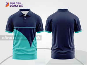 Mẫu áo polo nhân viên văn phòng màu đen phối xanh navy sọc cách điệu nổi bật ctpb8175