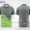 Mẫu áo polo đồng phục công ty màu xám phối be thiết kế bất đối xứng ctpb8177