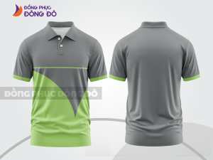 Mẫu áo polo đồng phục công ty màu xám phối be thiết kế bất đối xứng ctpb8177