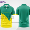 Mẫu áo polo đồng phục văn phòng màu vàng phối xanh lá phối mảng hình học ctpb8179