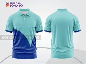 Mẫu áo polo công sở màu xanh ngọc phối xanh navy họa tiết mảng chéo ctpb8181